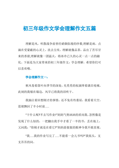 初三年级作文学会理解作文五篇