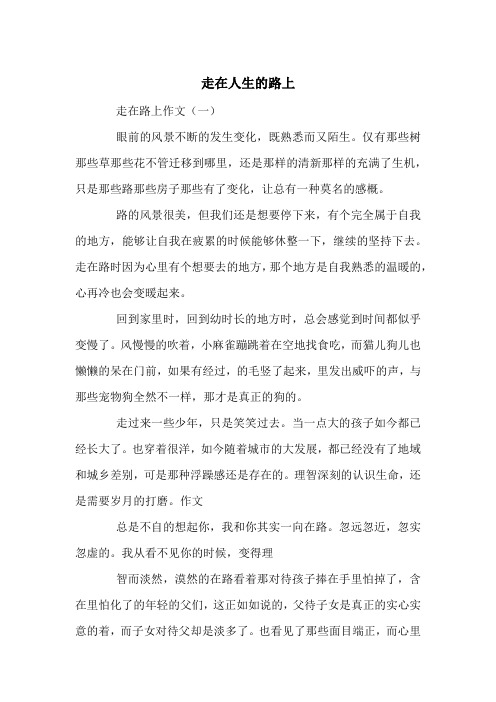 走在人生的路上--高考满分作文(10篇)