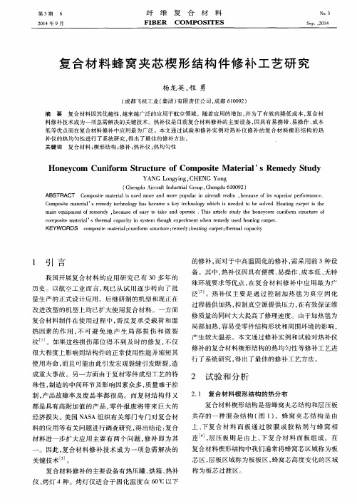 复合材料蜂窝夹芯楔形结构件修补工艺研究