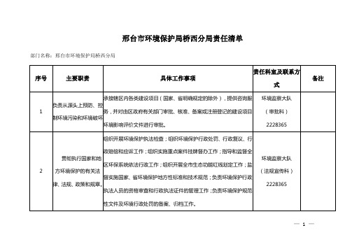 邢台地区环境保护局桥西分局责任清单