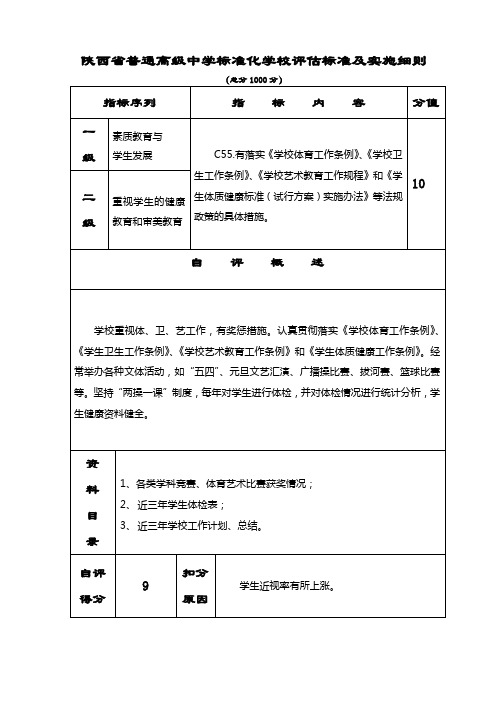 创建省级标准化高中材料-评估表(正式)-C055