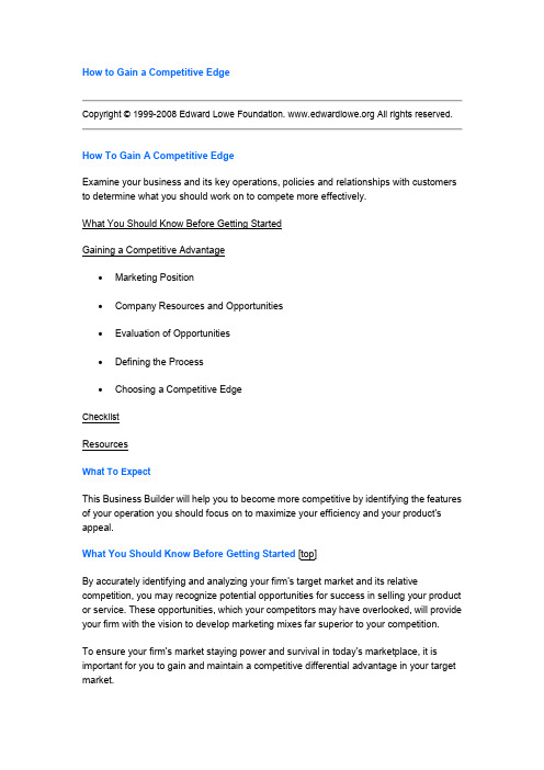 How to Gain a Competitive Edge