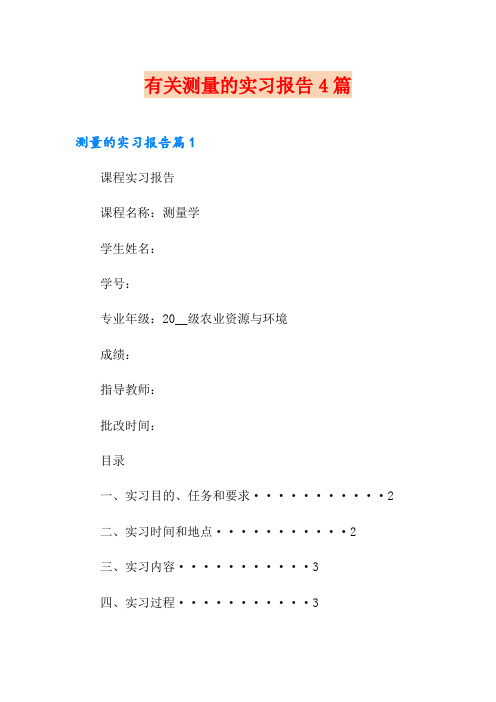 有关测量的实习报告4篇