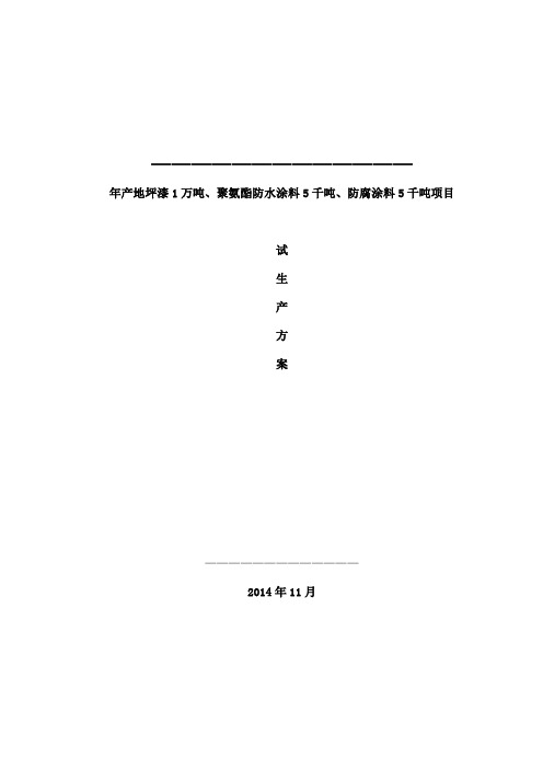 化工试生产方案