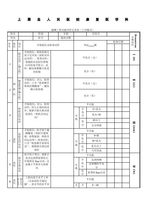 上田敏功能评定表