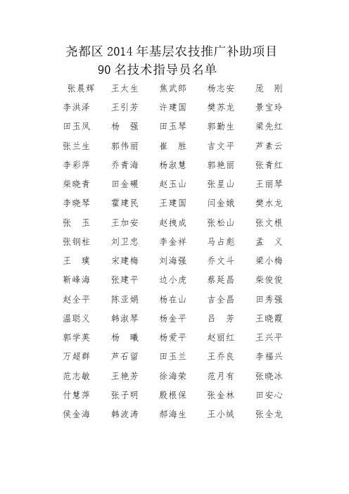 尧都区2014年基层农技推广补助项目