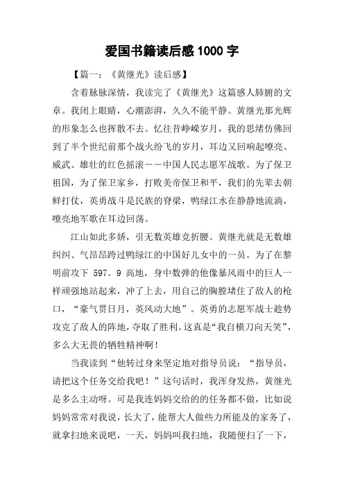 爱国书籍读后感1000字
