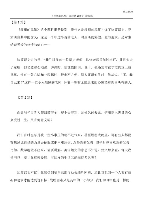 《理想的风筝》读后感250字_读后感
