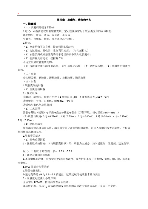 药剂学学习指导第四章 胶囊剂、滴丸和小丸