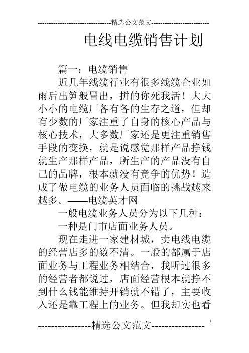 电线电缆销售计划