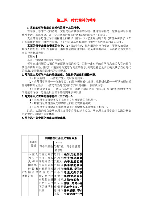 高三政治一轮复习讲义 第三课 时代精神的精华 新人教必修4