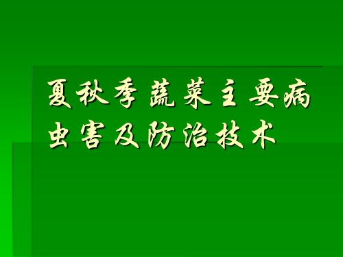 夏秋季蔬菜主要病虫害及防治技术