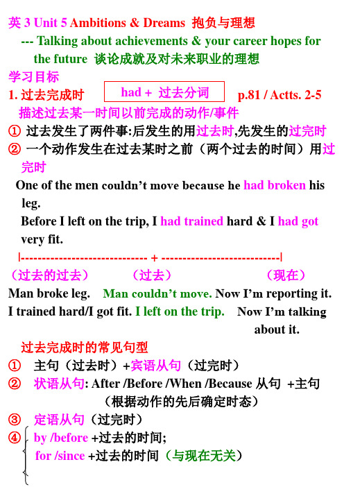 开放英语3教案- (要点)Unit 5 Ambitions