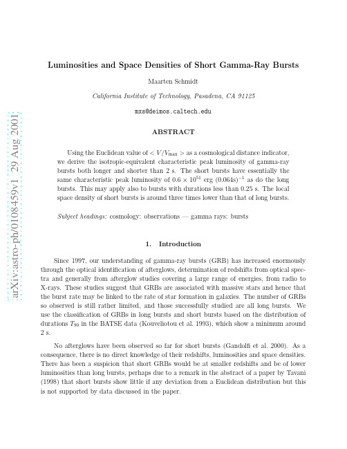 Luminosities and Space Densities of Short Gamma-Ray Bursts