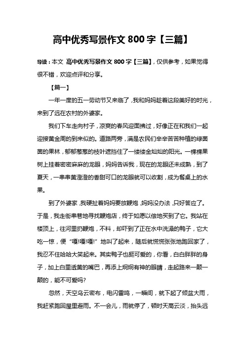 高中优秀写景作文800字【三篇】
