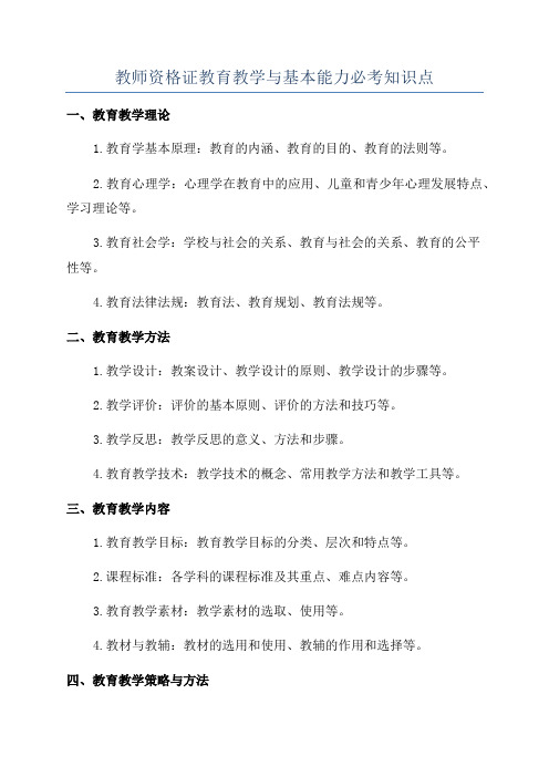 教师资格证教育教学与基本能力必考知识点