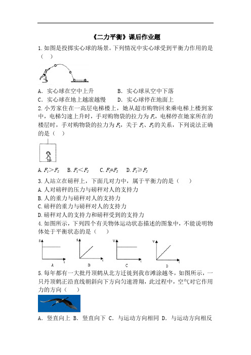 鲁科版八年级下册二力平衡课后练习