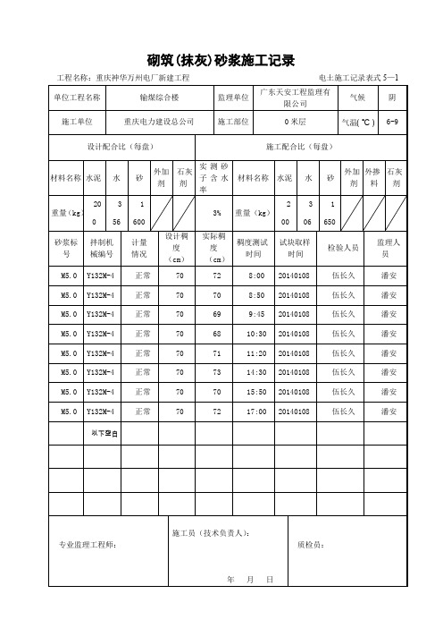 51砌筑砂浆施工记录