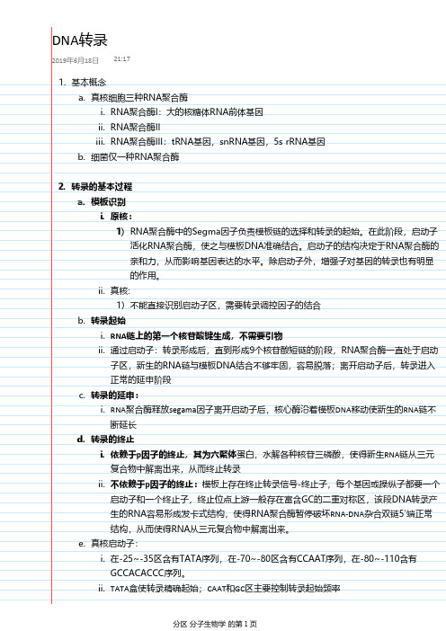 DNA转录总结