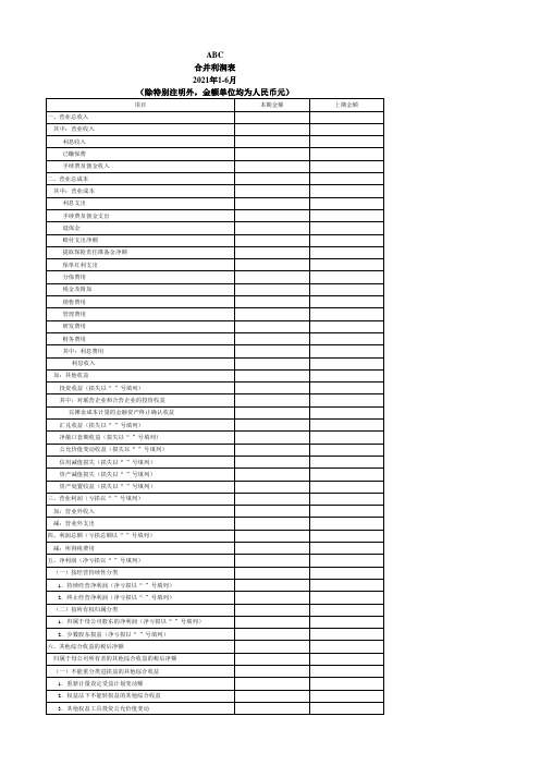 2021最新合并利润表