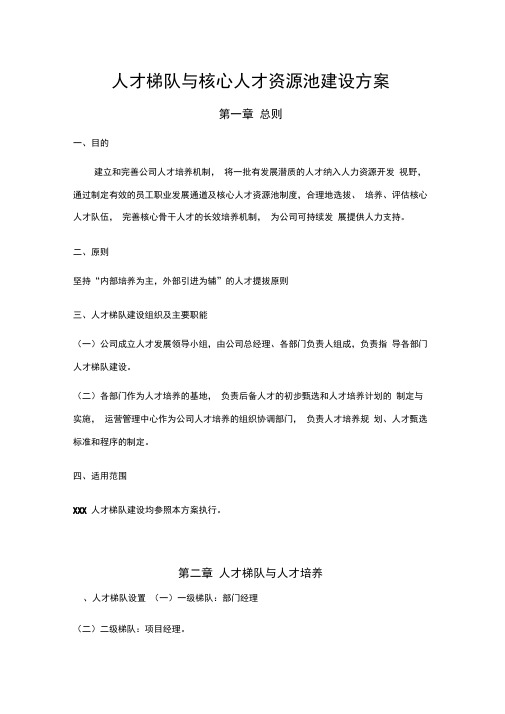 人才梯队与核心人才资源池建设方案
