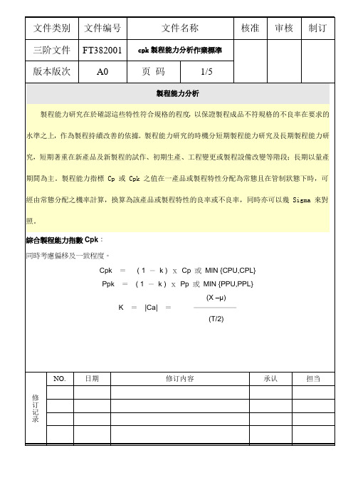 cpk作业标准