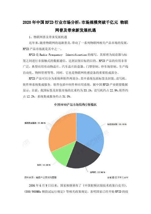 2020年中国RFID行业市场分析：市场规模突破千亿元 物联网普及带来新发展机遇
