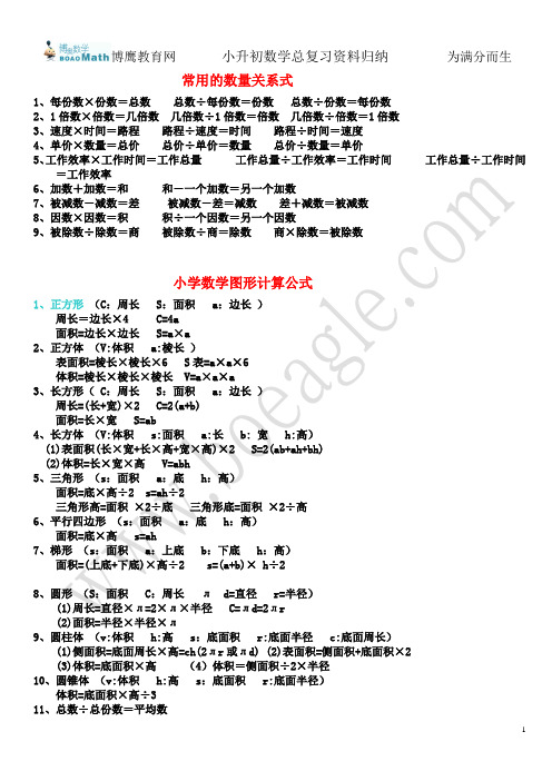 小升初数学总复习资料归纳