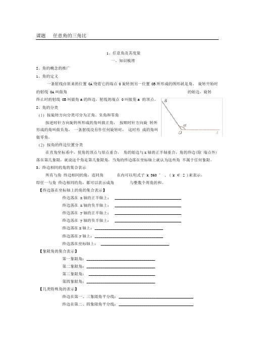 任意角的三角比精品讲义