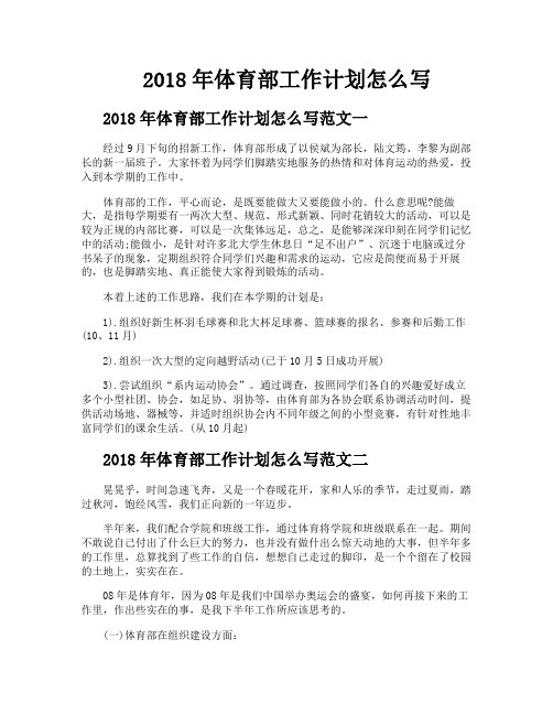 2018年体育部工作计划怎么写