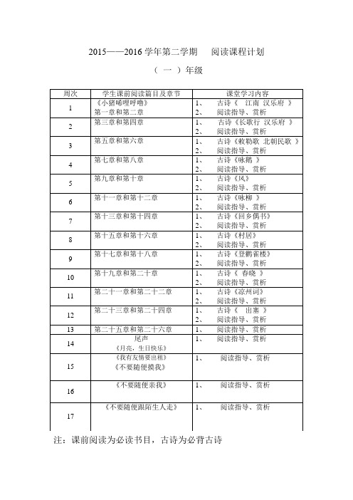 阅读计划表