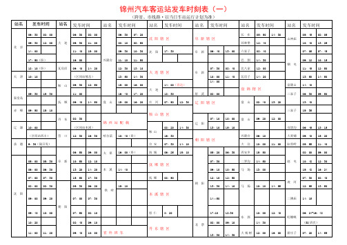 锦州汽车站客运时刻表