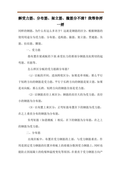 解受力筋、分布筋、架立筋、箍筋分不清？我帮你捋一捋