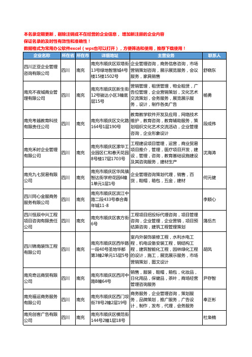 2020新版四川省南充管理咨询工商企业公司名录名单黄页联系方式大全63家