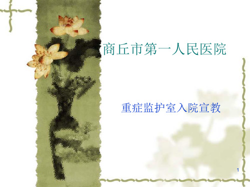 重症监护室入科宣教PPT幻灯片