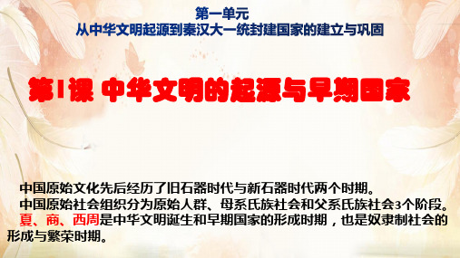 人教版高一历史《中外历史纲要》上册 第1课 中华文明的起源与早期国家【课件】(共18张PPT)