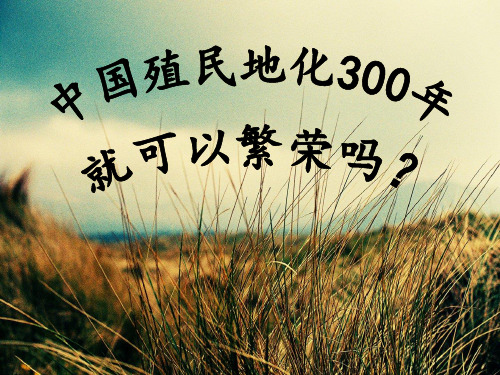 中国殖民地化三百年就可以繁荣
