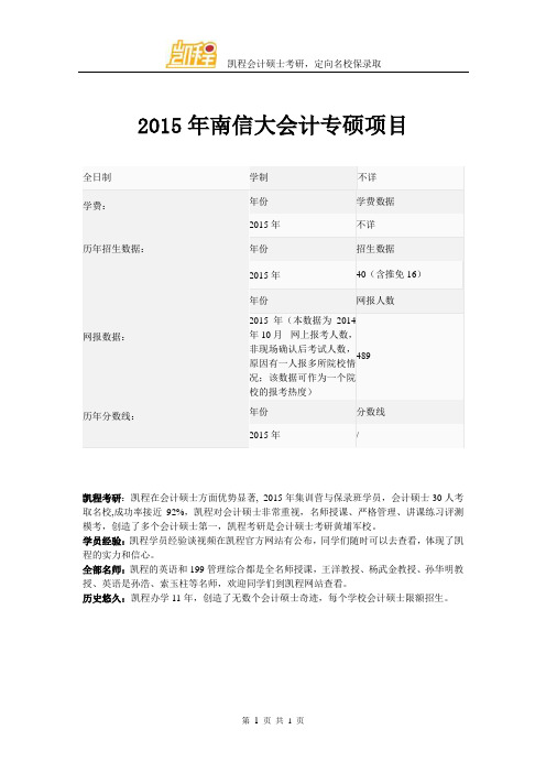 2015年南信大会计专硕项目