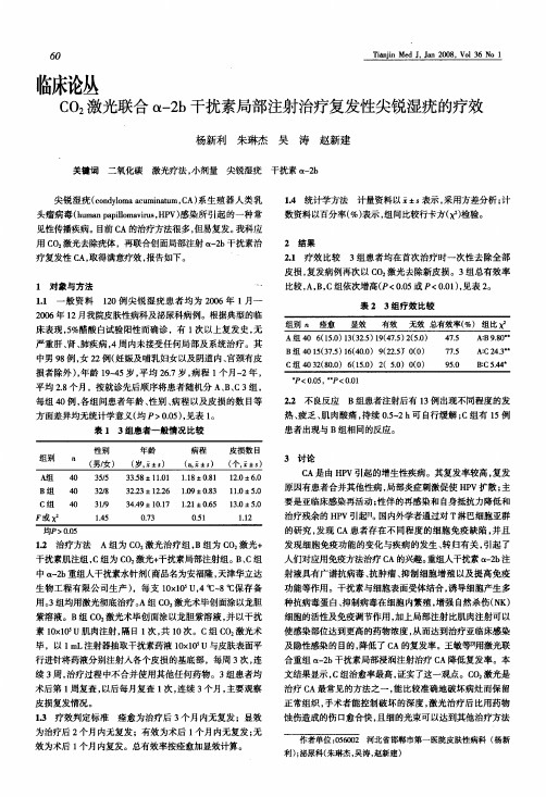 CO2激光联合α-2b干扰素局部注射治疗复发性尖锐湿疣的疗效