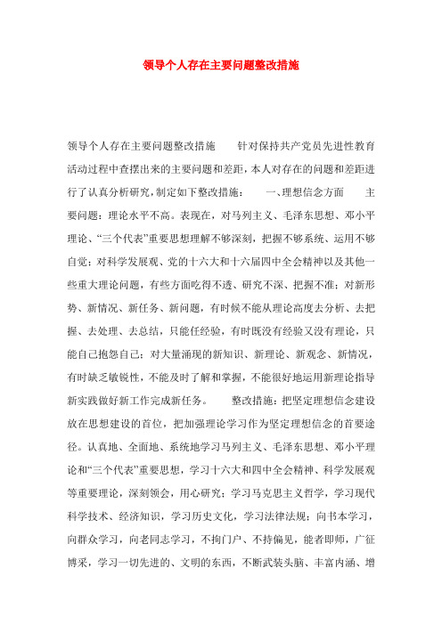 领导个人存在主要问题整改措施