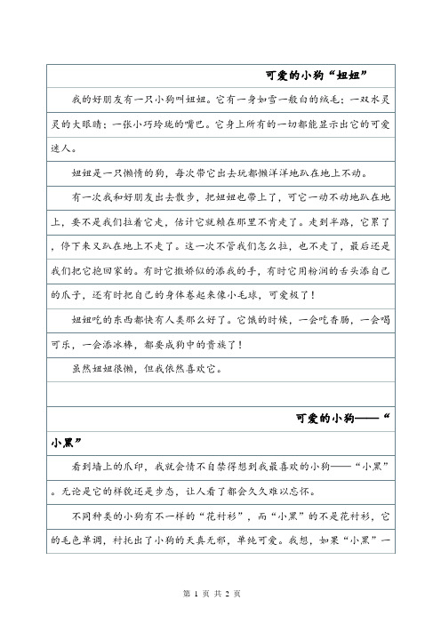 可爱的小狗“妞妞”——300字作文