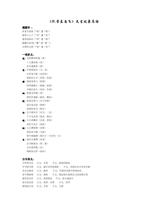 孔雀东南飞文言现象