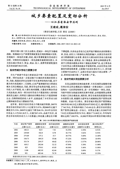 城乡要素配置及变动分析——以江苏省淮安市为例