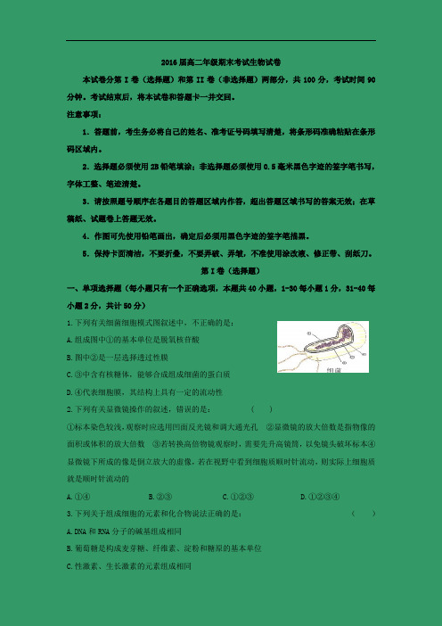 某重点中学2014-2015届高二上学期期末生物试题及答案考试