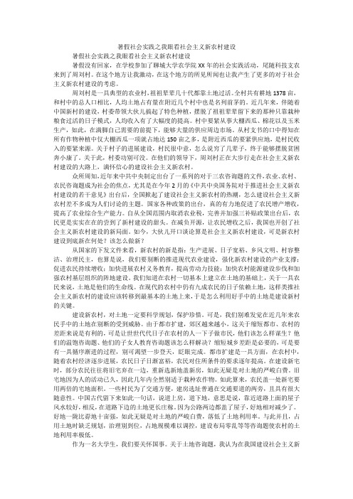 暑假社会实践之我眼看社会主义新农村建设