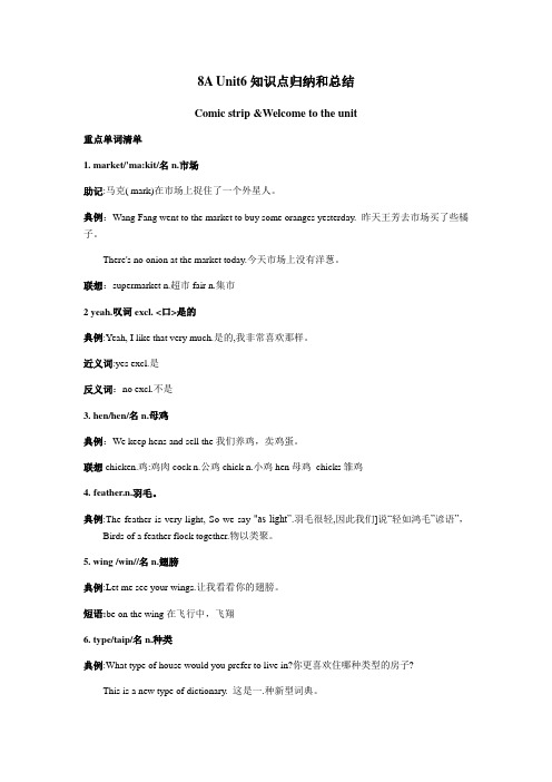 [译林版]8A Unit6知识点归纳和总结