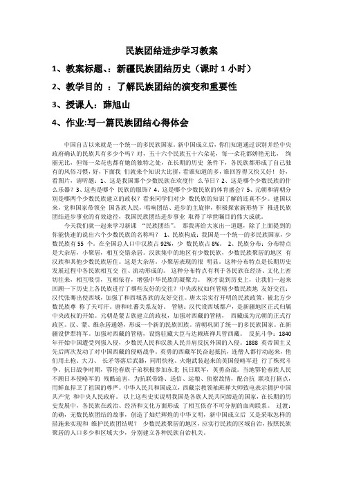 民族团结进步学习教案