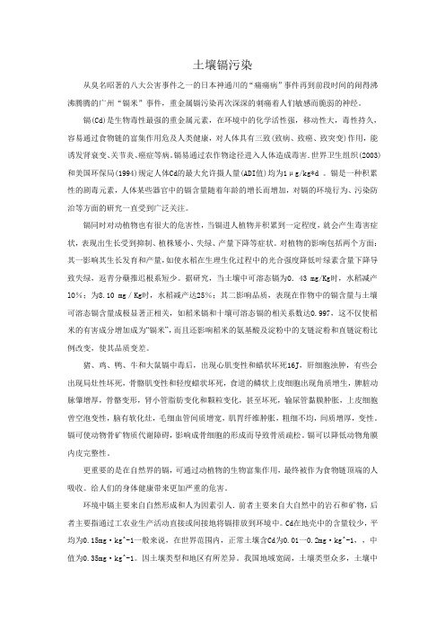 镉污染小论文