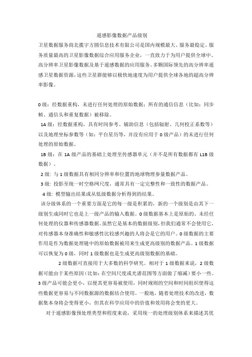 遥感影像数据产品级别