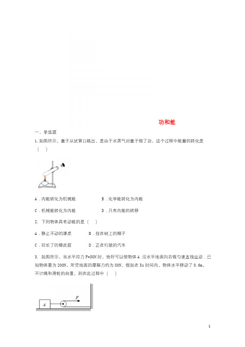 山东省济南市2018年中考物理真题汇编功和能无答案2018040338